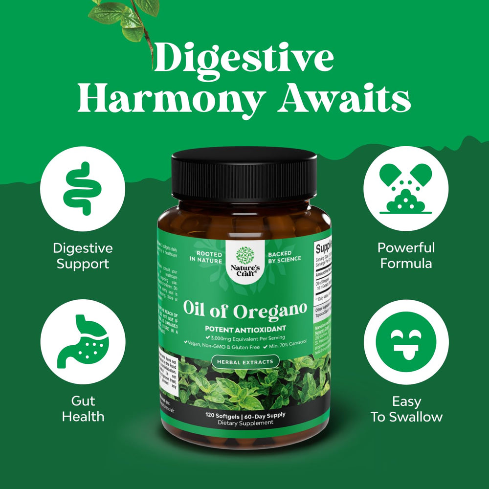 Oregano oil softgels tincture bottle label
