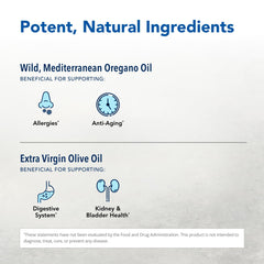 Ingredients: wild oregano oil and organic extra virgin olive oil