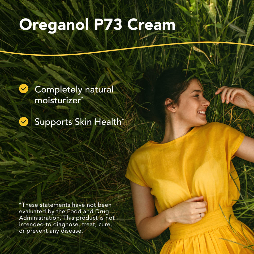 Product label for Oreganol P73 Cream 2 oz