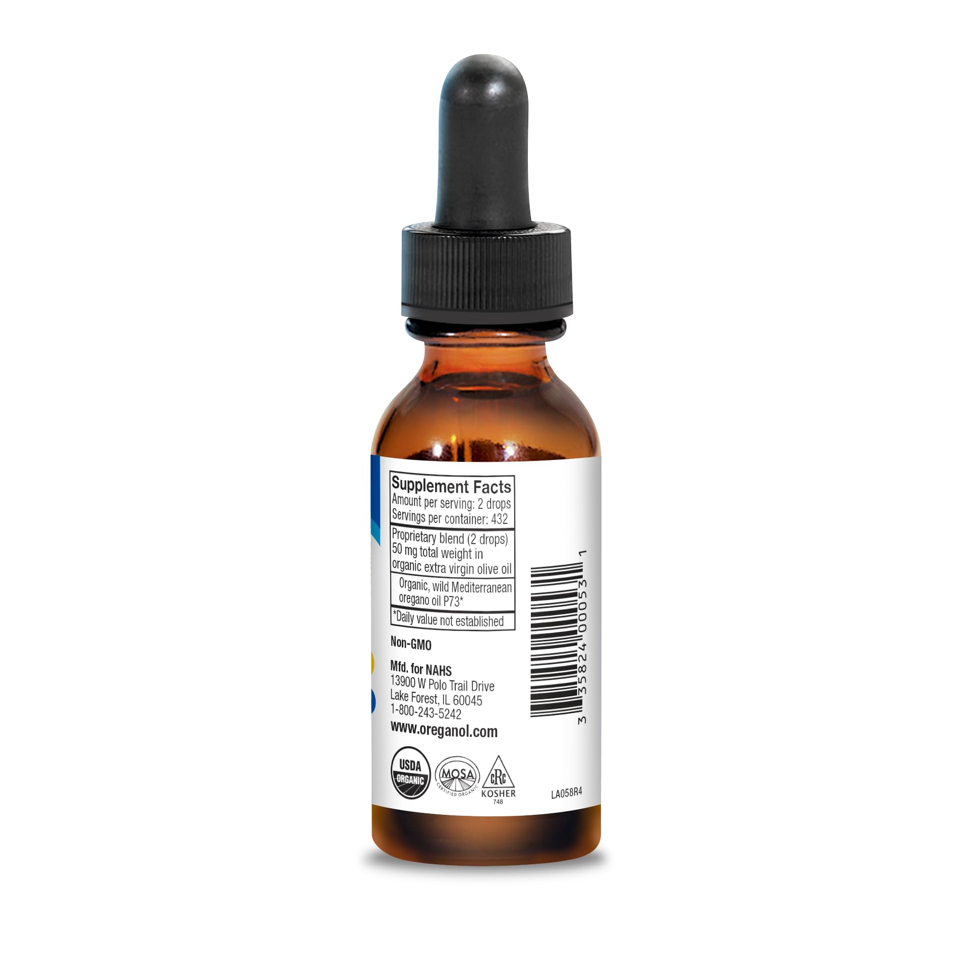 Close-up of Oreganol P73 bottle with dropper