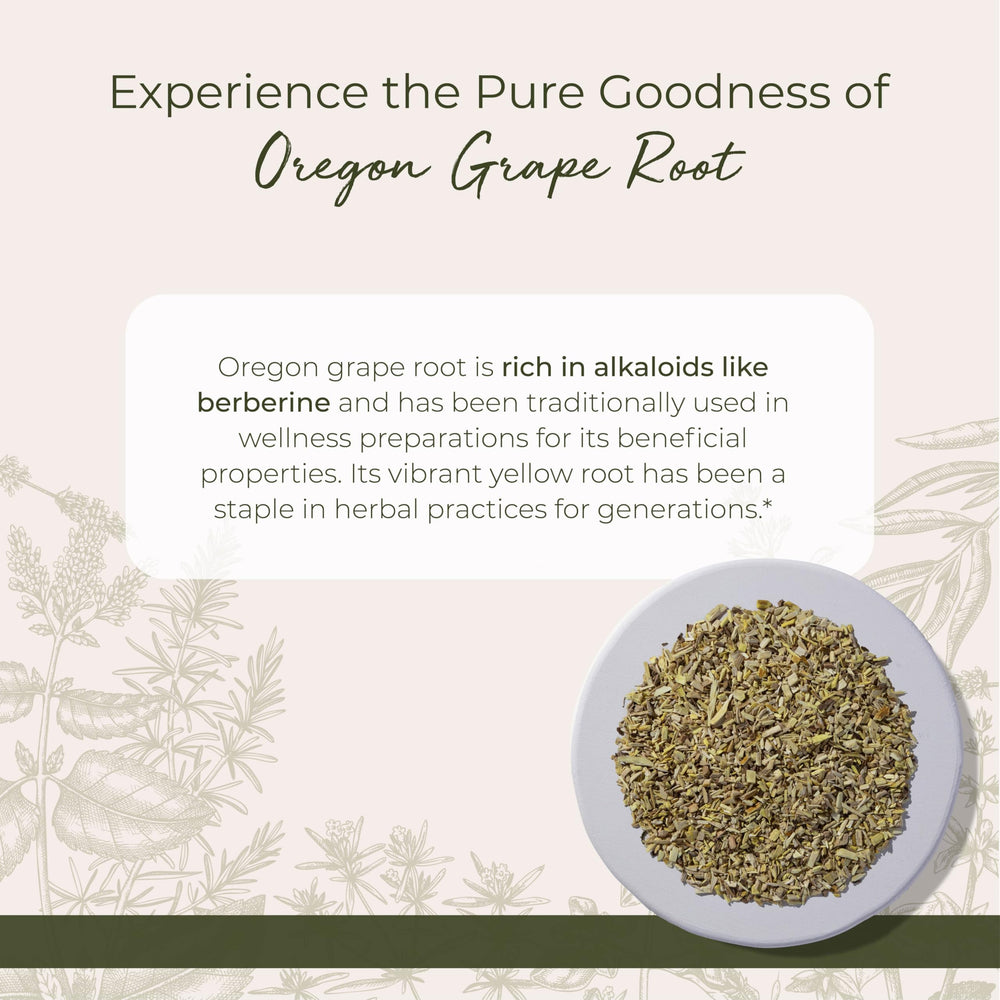 Close-up of cut and sifted Oregon Grape Root