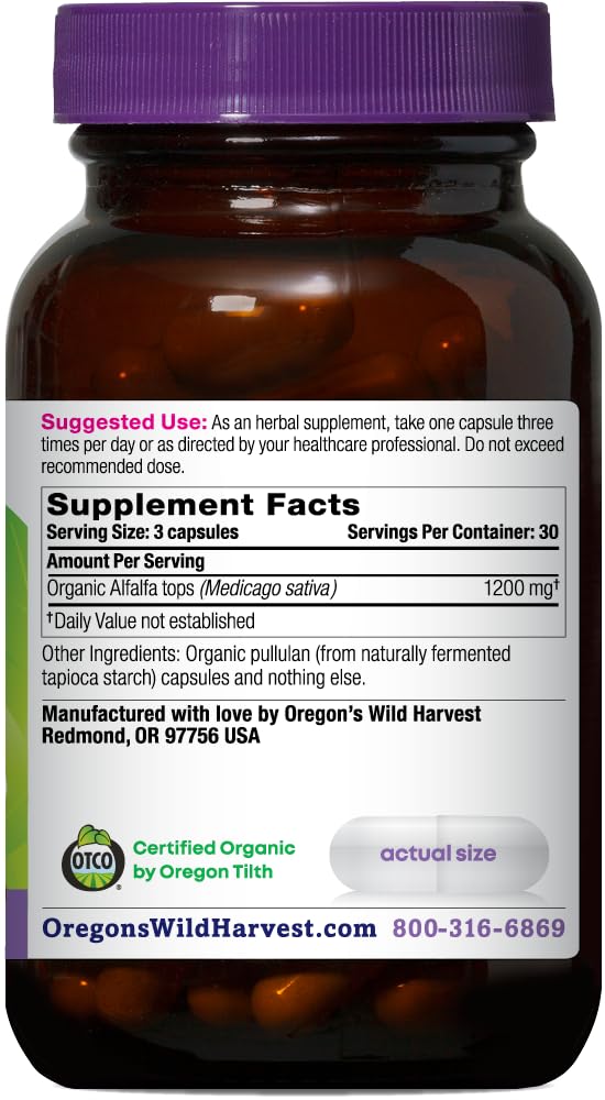 Close-up of organic alfalfa tops used in capsules