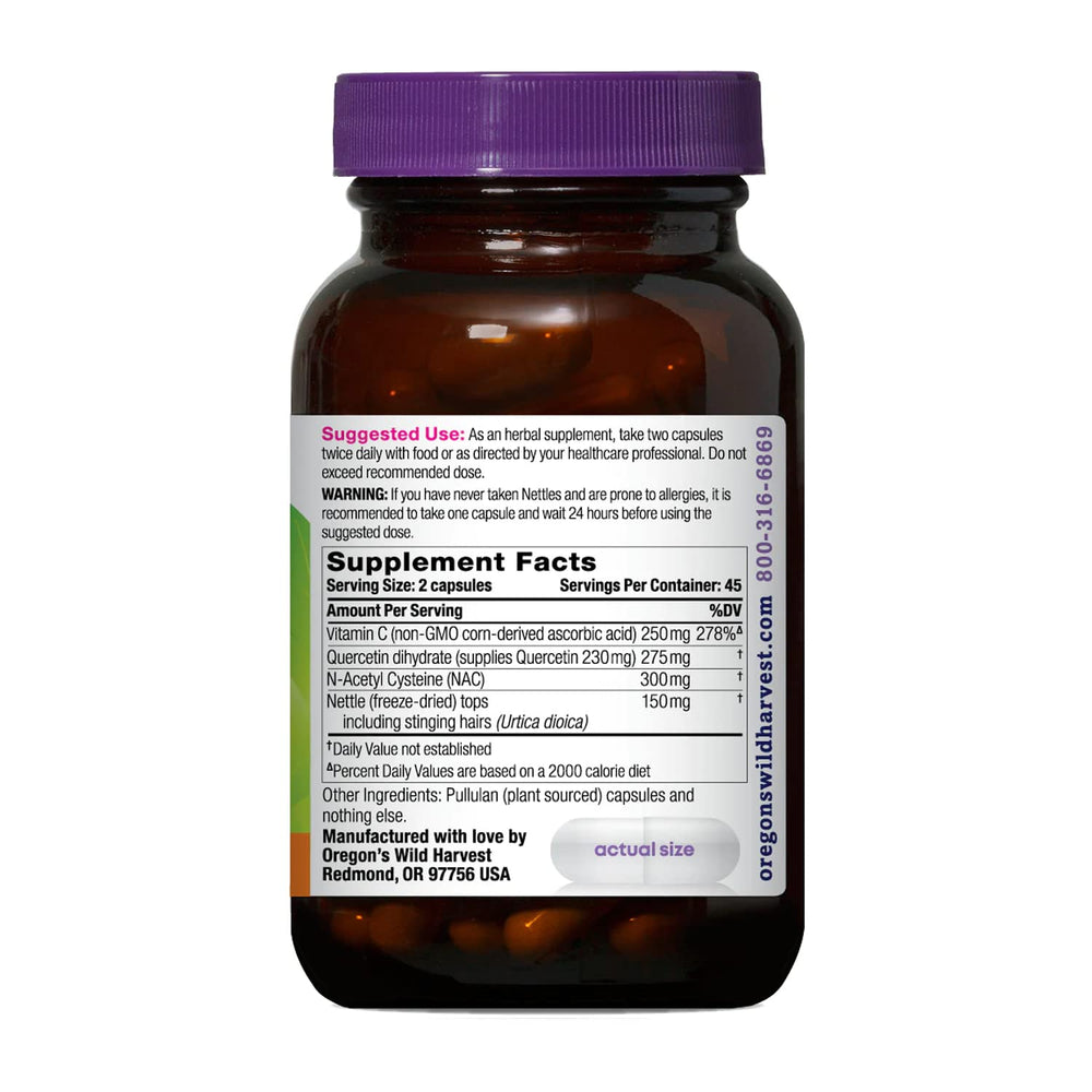 Quercetin, Vitamin C and NAC ingredients highlight