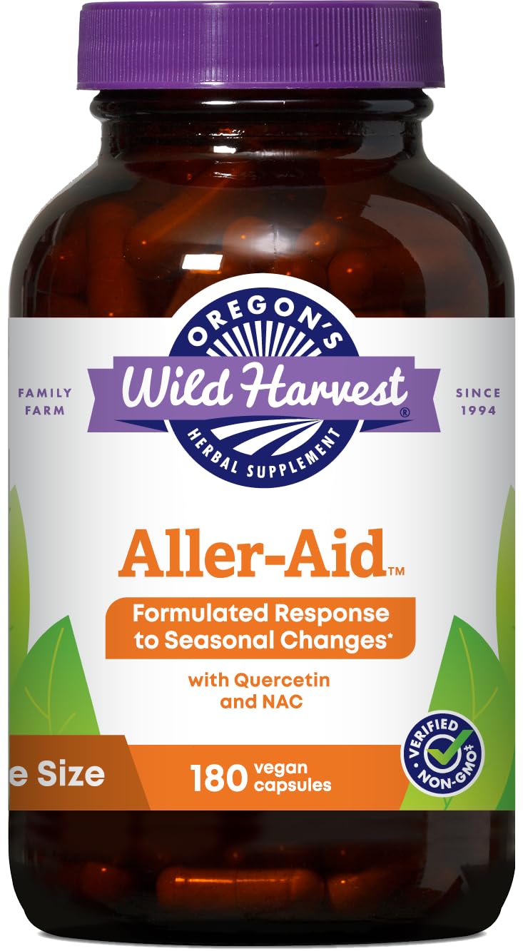 Oregon's Wild Harvest Aller-Aid with Quercetin bottle on white background