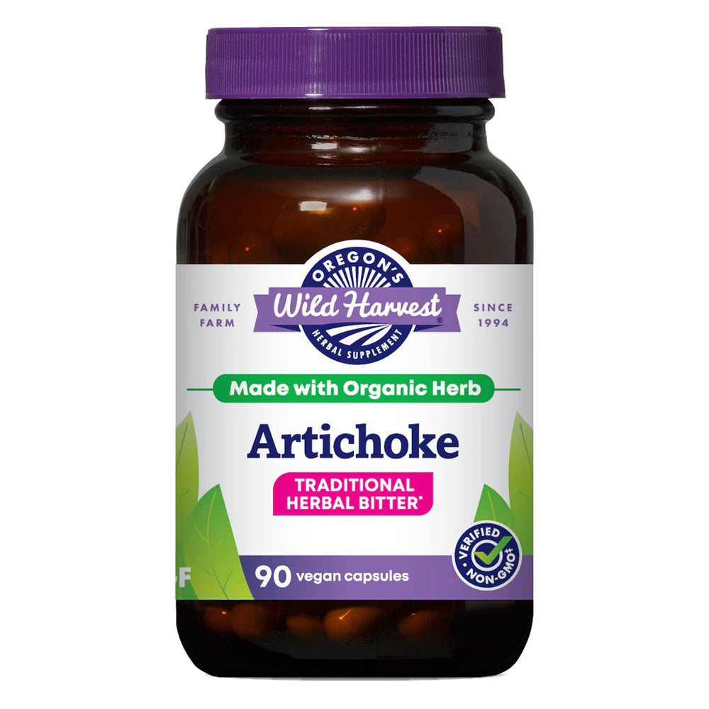 Bottle label of Oregon's Wild Harvest Artichoke Organic Herbal Supplement
