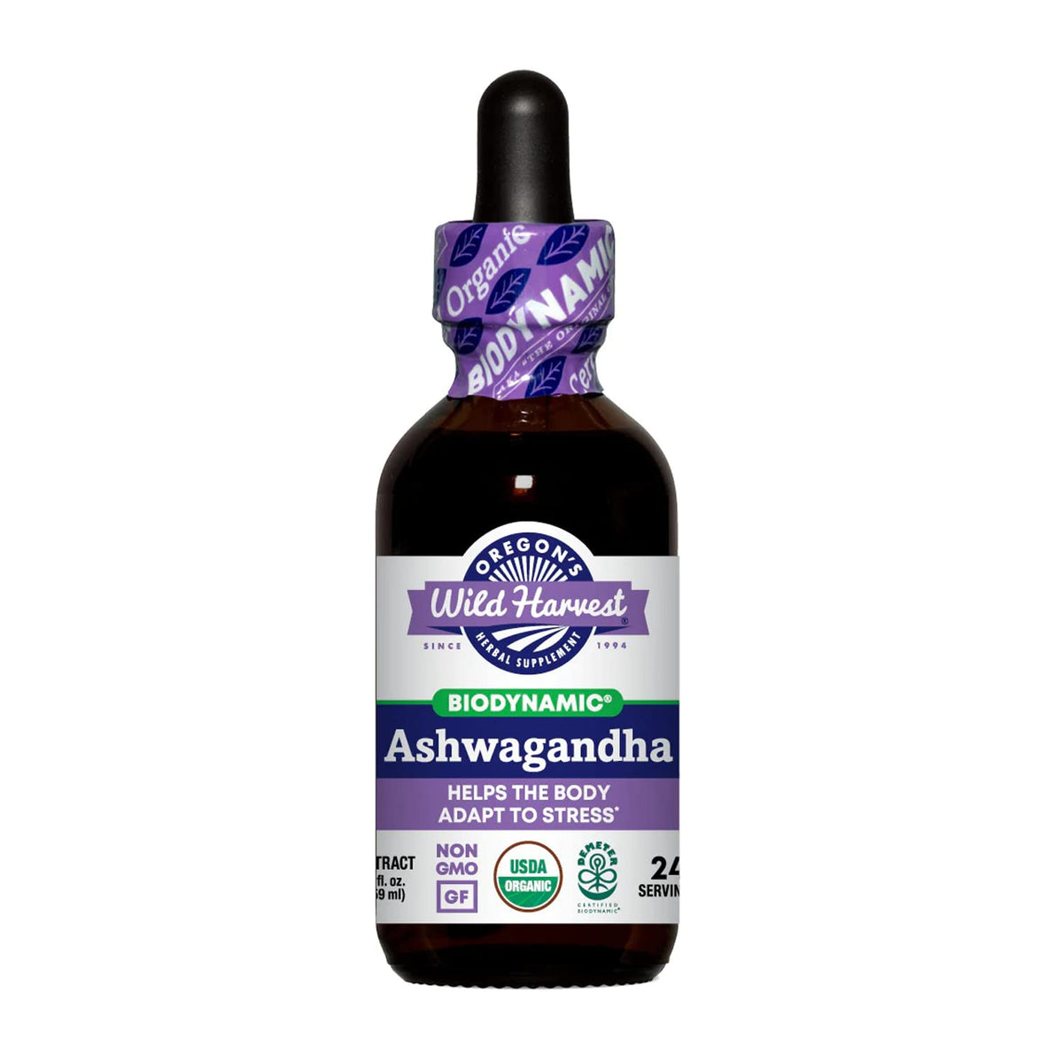 Bottle of Oregon's Wild Harvest Ashwagandha biodynamic 2oz
