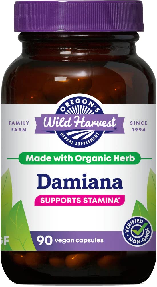 Front view of Oregon's Wild Harvest Damiana Organic Herbal Supplement 90 Count