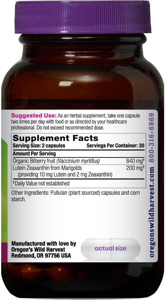 Close-up of Lutein and Zeaxanthin ingredients on label