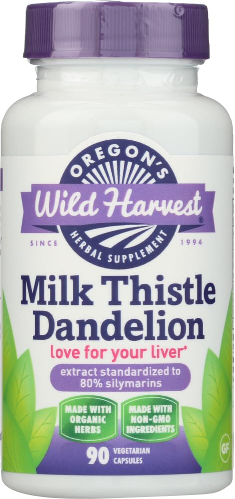 Bottle of Oregon's Wild Harvest Milk Thistle Dandelion 90 capsules