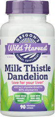 Bottle of Oregon's Wild Harvest Milk Thistle Dandelion 90 capsules