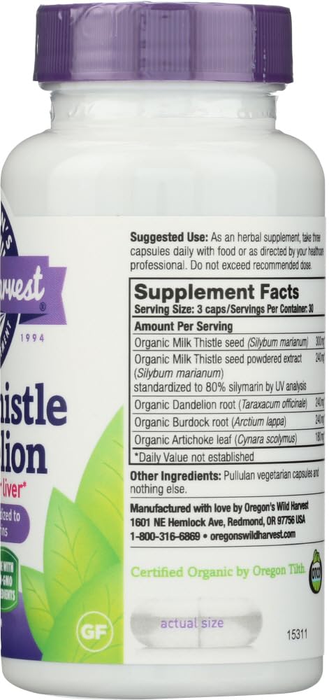 Organic herbs and standard 80% silymarin on label