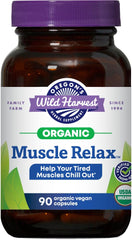 Front view of Oregon's Wild Harvest Muscle Relax organic vegan capsules bottle