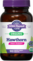 Bottle of Oregon's Wild Harvest Hawthorn capsules with certified organic label