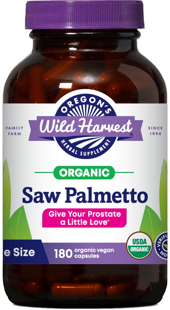 Oregon's Wild Harvest Organic Saw Palmetto Capsules, 180-count bottle