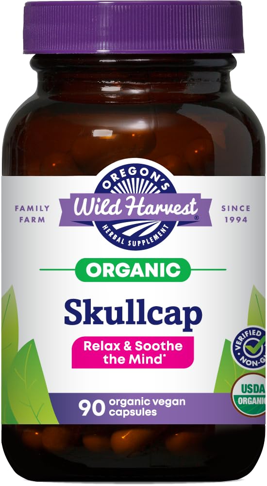 Bottle of Oregon's Wild Harvest Organic Skullcap Vegan Capsules - 90 count