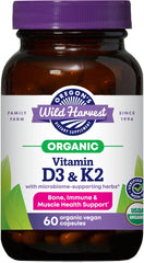 Oregon’s Wild Harvest Organic Vitamin D3 & K2 bottle label
