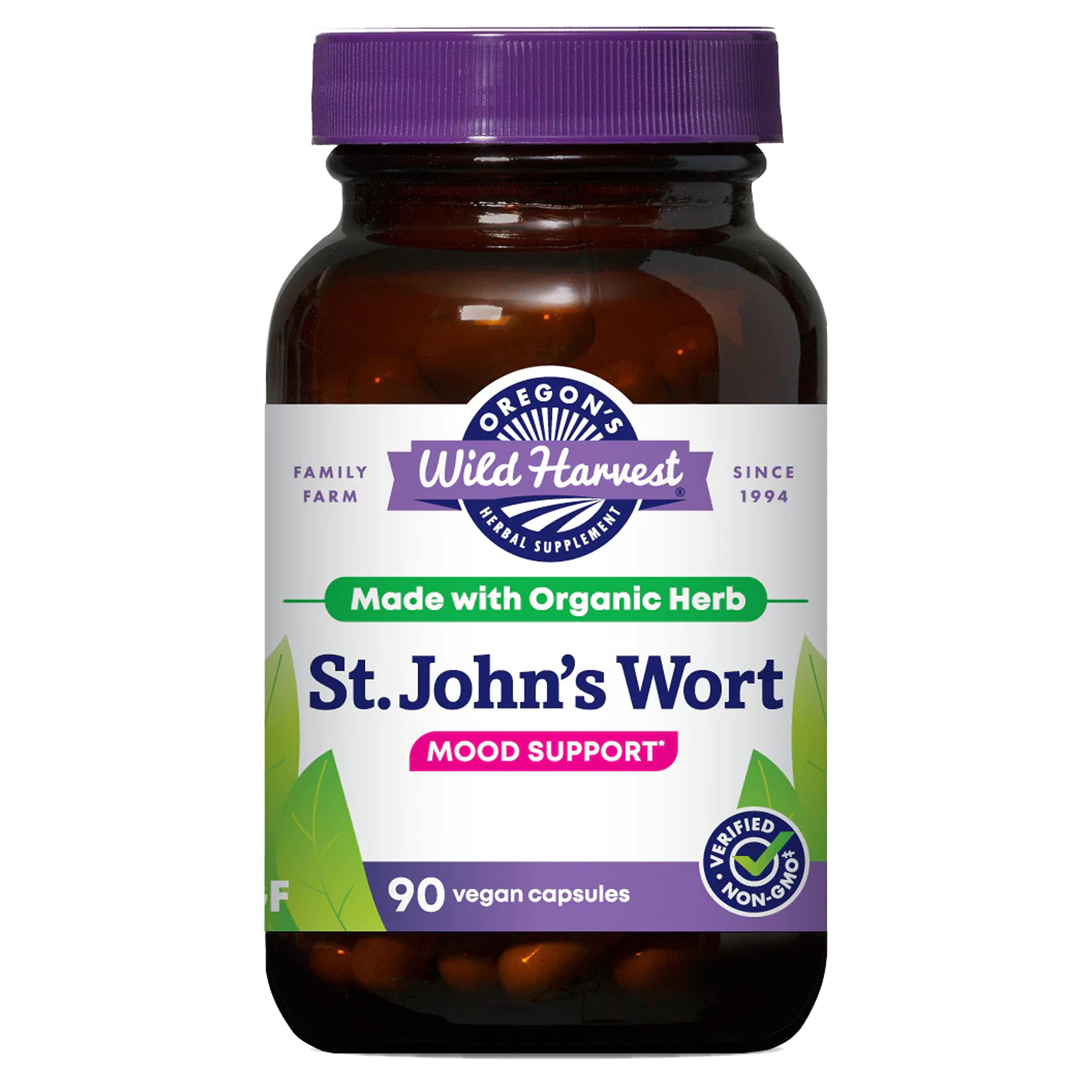 Front view of Oregon's Wild Harvest St John's Wort 90 count bottle