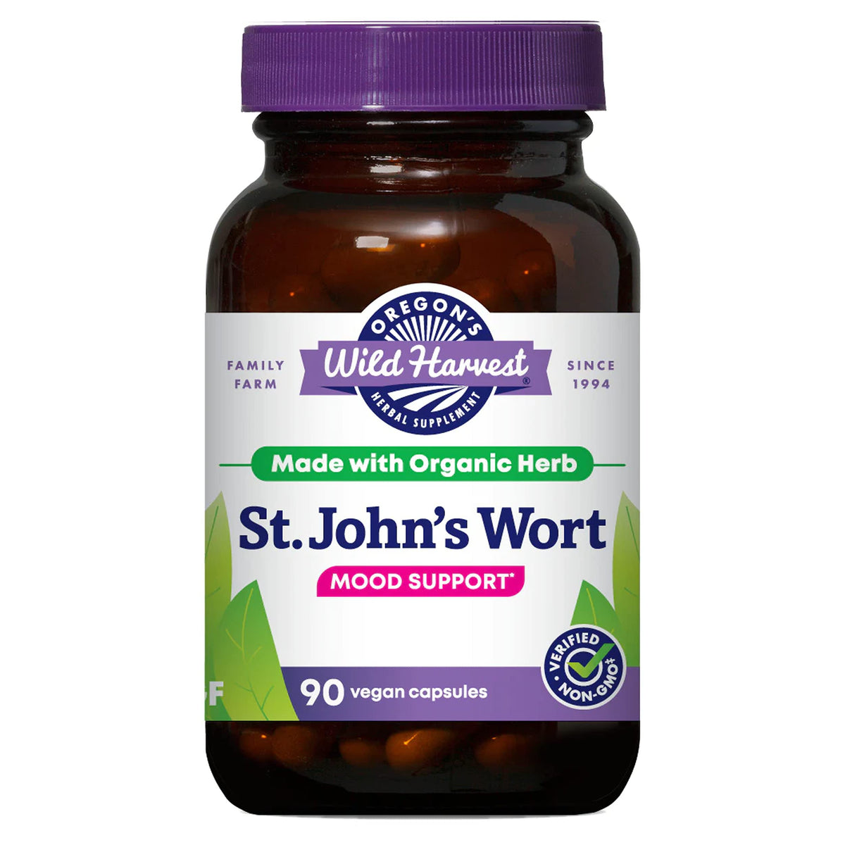 Front view of Oregon's Wild Harvest St John's Wort 90 count bottle