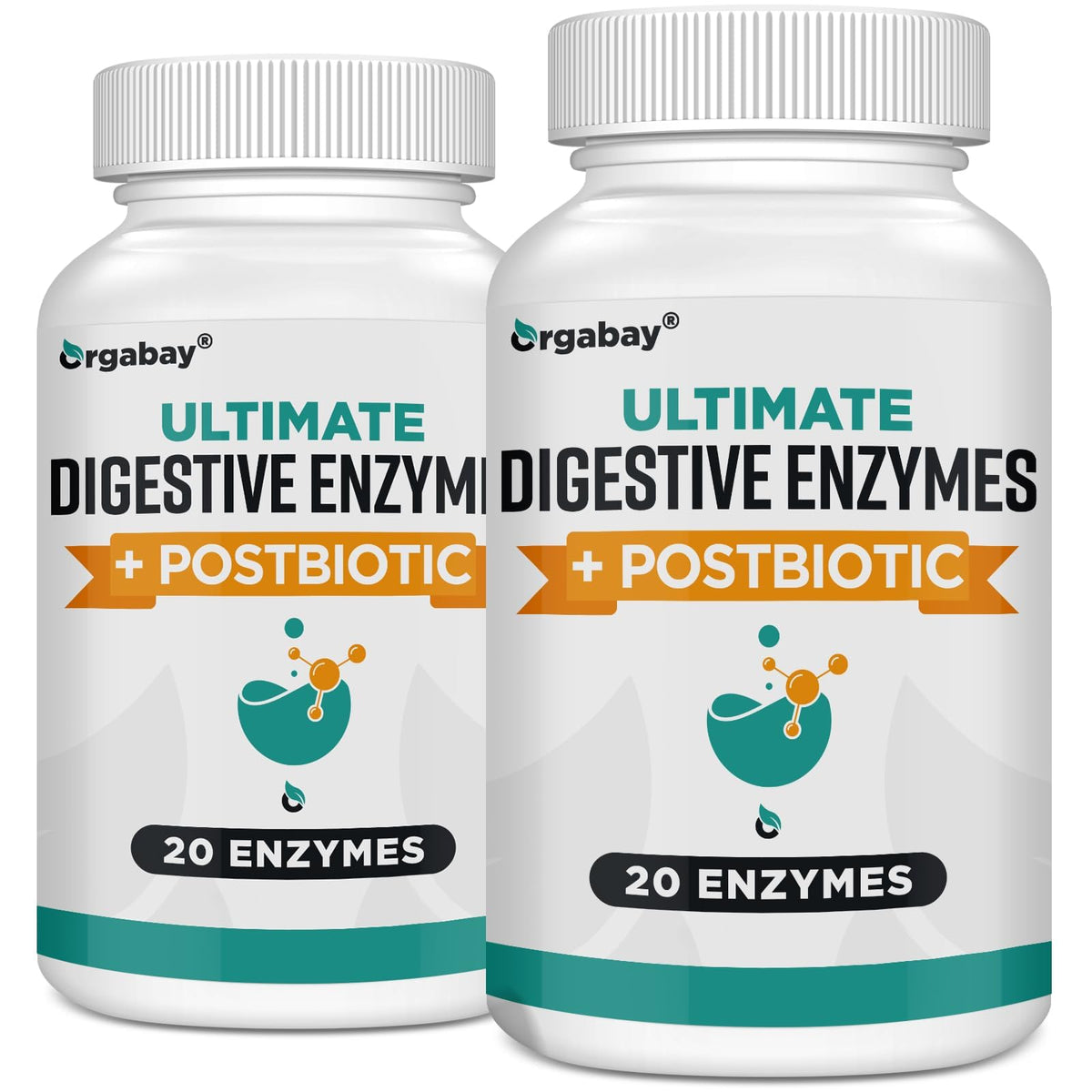 Orgabay Digestive Enzymes bottle label showing 1000mg enzymes