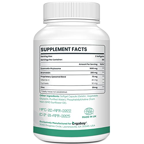 Quercetin phytosome with bromelain 1600 mg packaging close-up