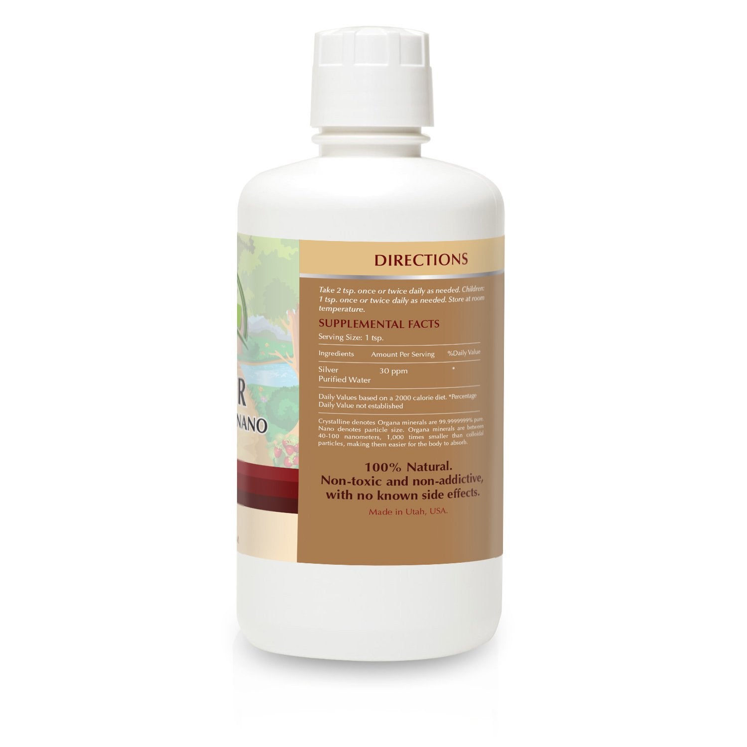 Clear nano colloidal silver liquid close-up