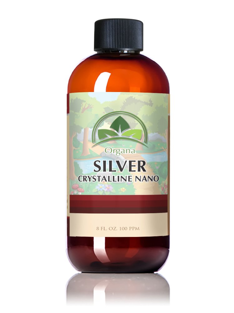 Organa Nano Colloidal Silver 8 oz bottle with 100 PPM label