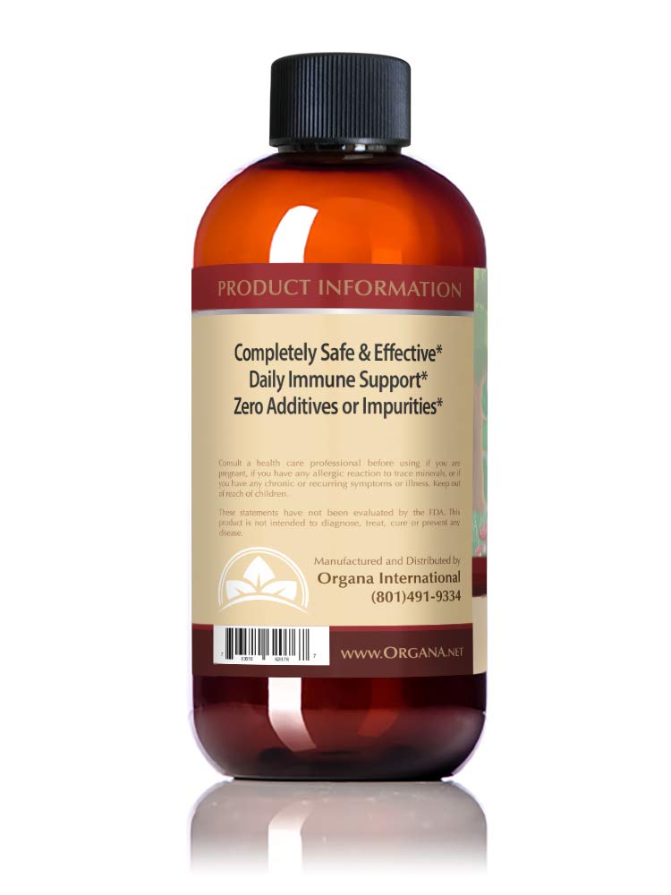 Front view of Organa Colloidal Silver bottle on white background