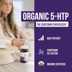 Back view of Organic 5-HTP bottle with label