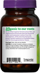 Label showing 90 vegan capsules and organic ingredients