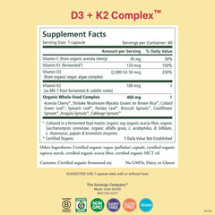 D3 from organic algae and K2 (MK-7) fermentation ingredients
