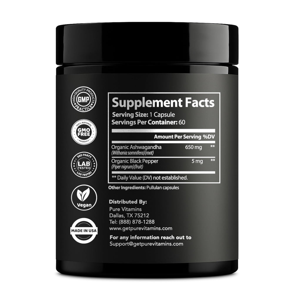 Ashwagandha with Black Pepper capsules and packaging