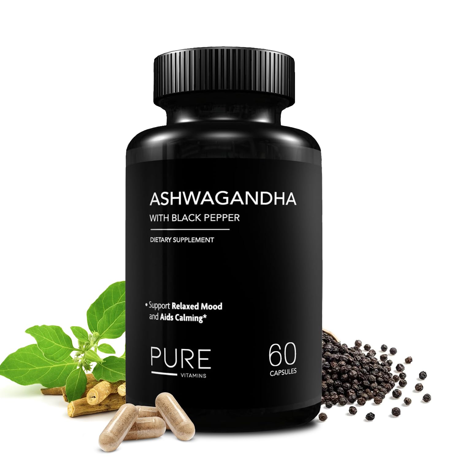 Ashwagandha root and black pepper spice illustration