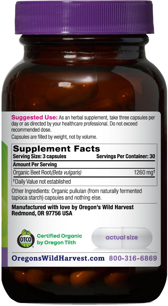 Organic beet root powder ingredient label