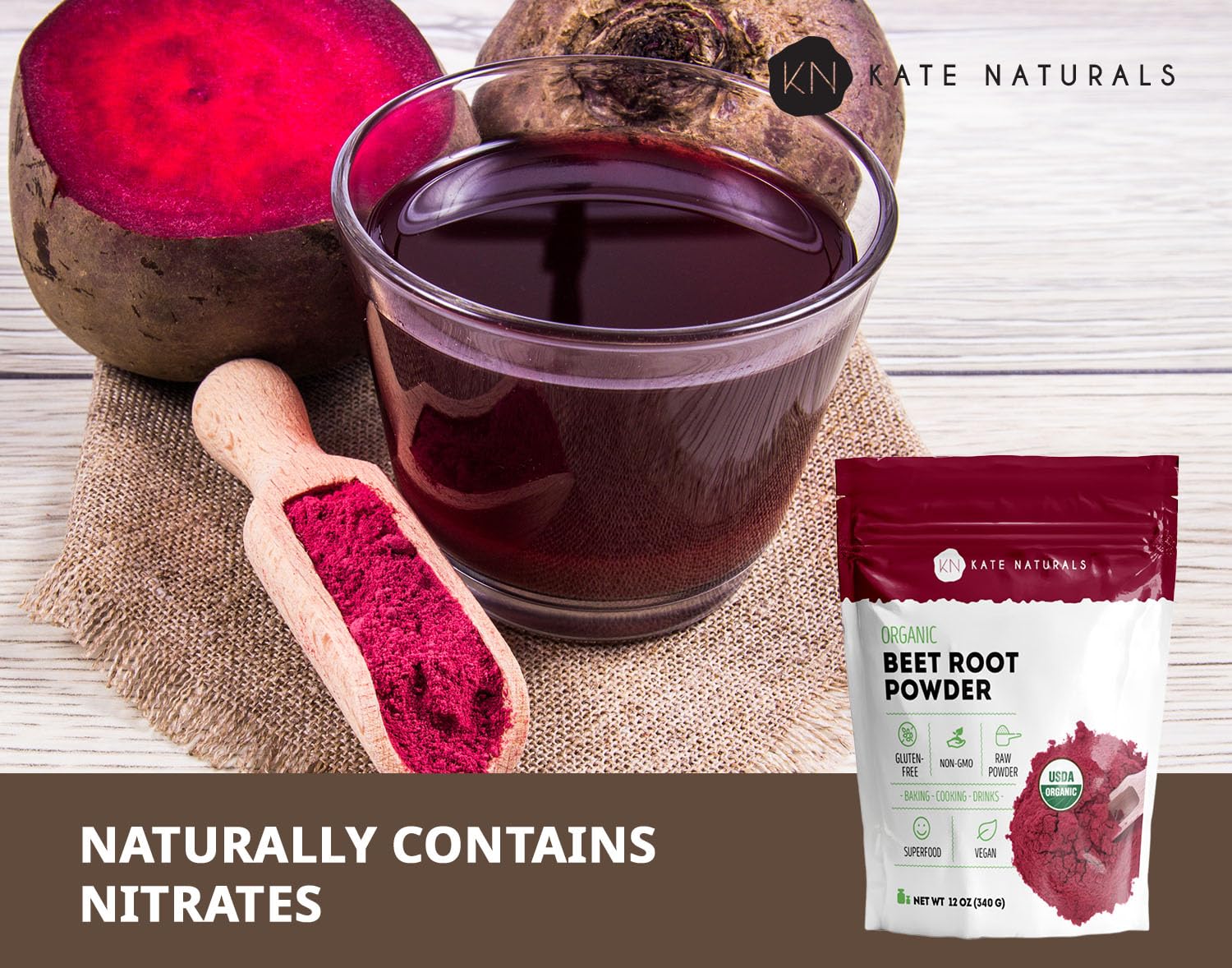 Organic non-GMO beet root powder 12oz packaging