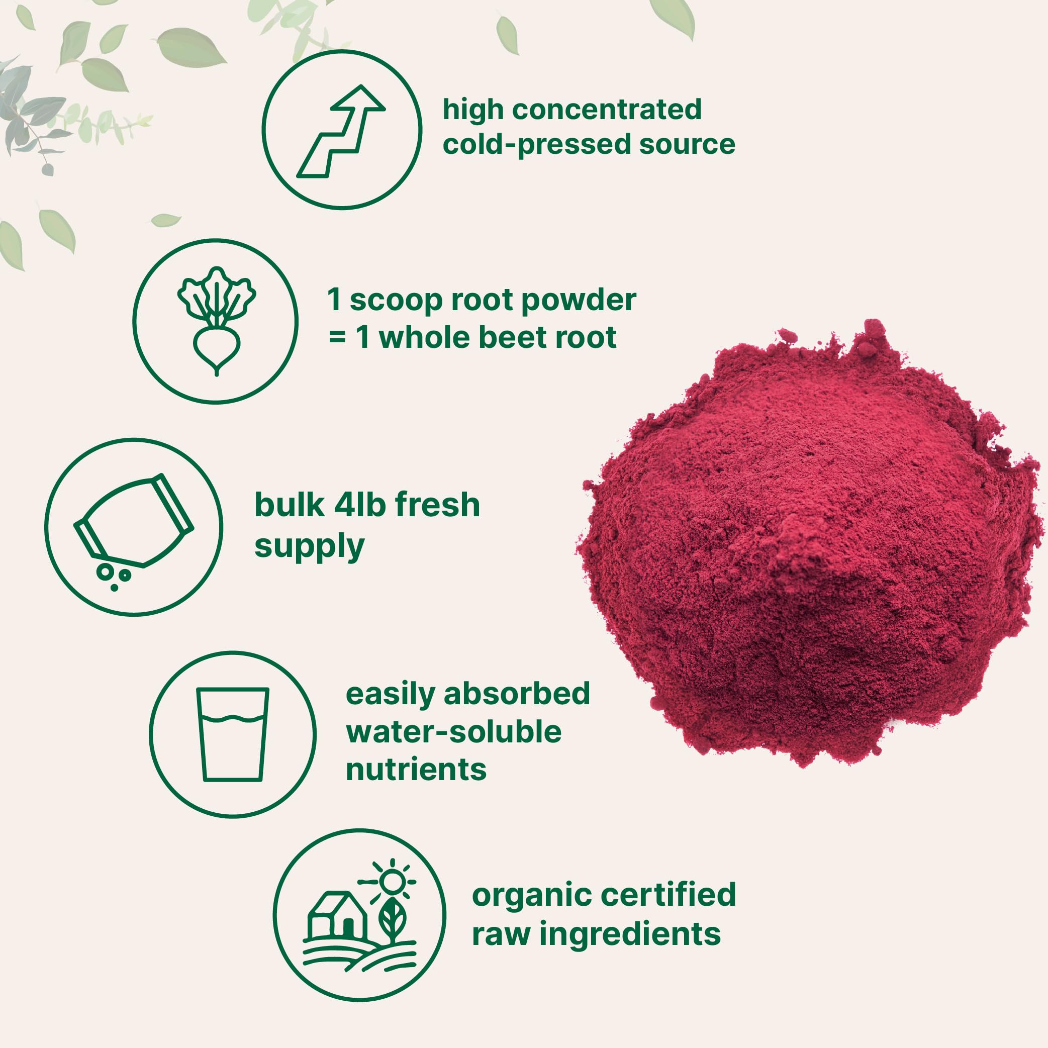 Non-GMO and vegan label on beet powder package