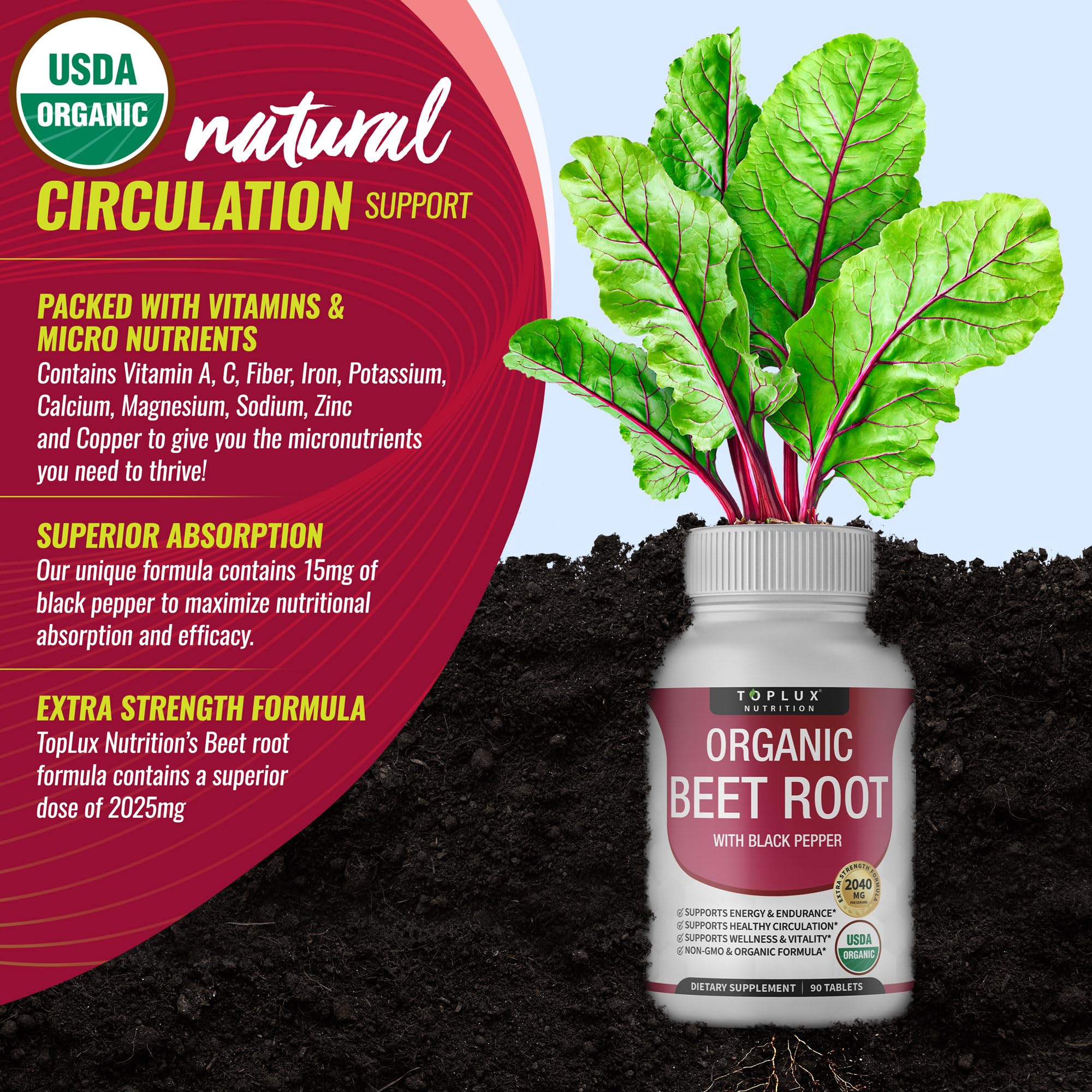Dosage and serving information for Organic Beet Root Powder Tablets