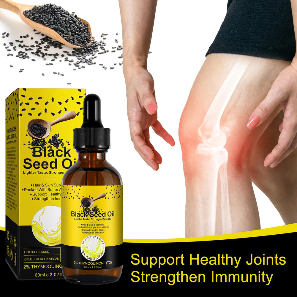 Organic black seed oil label on bottle