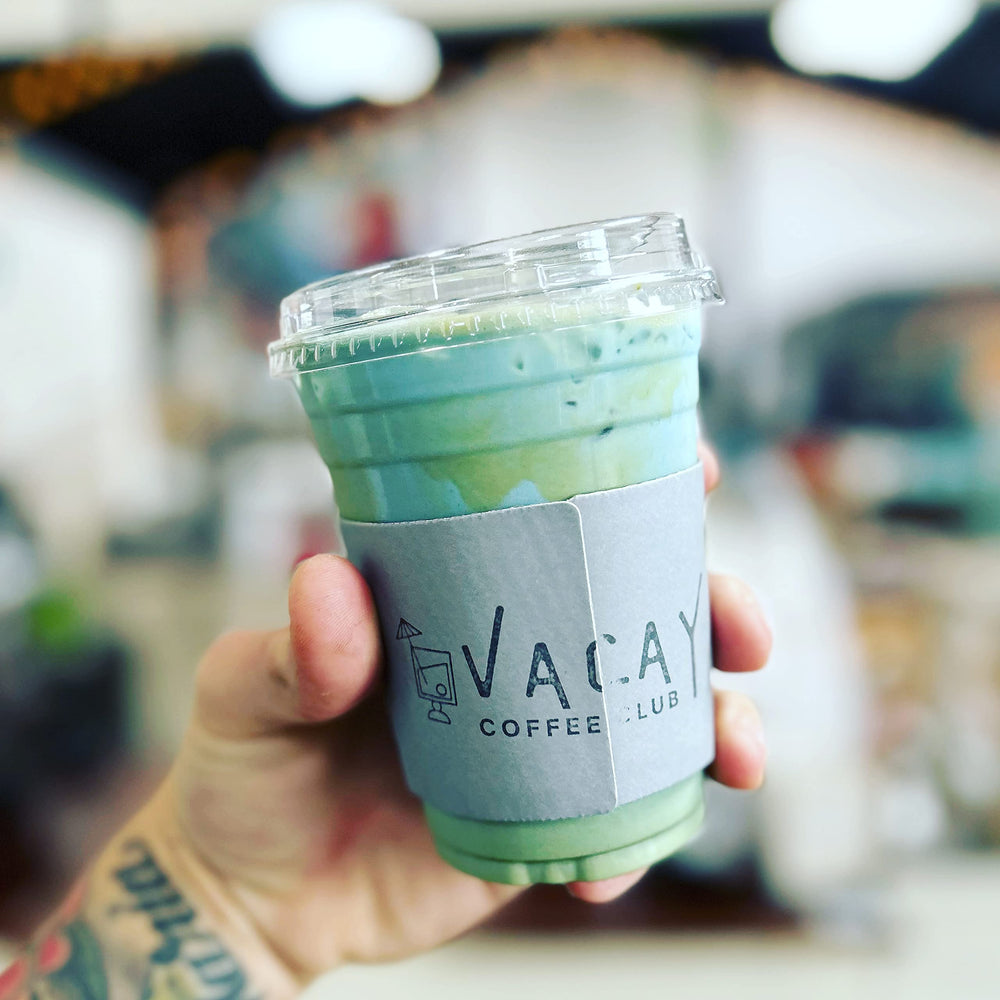 Protein shake tinted blue with spirulina color