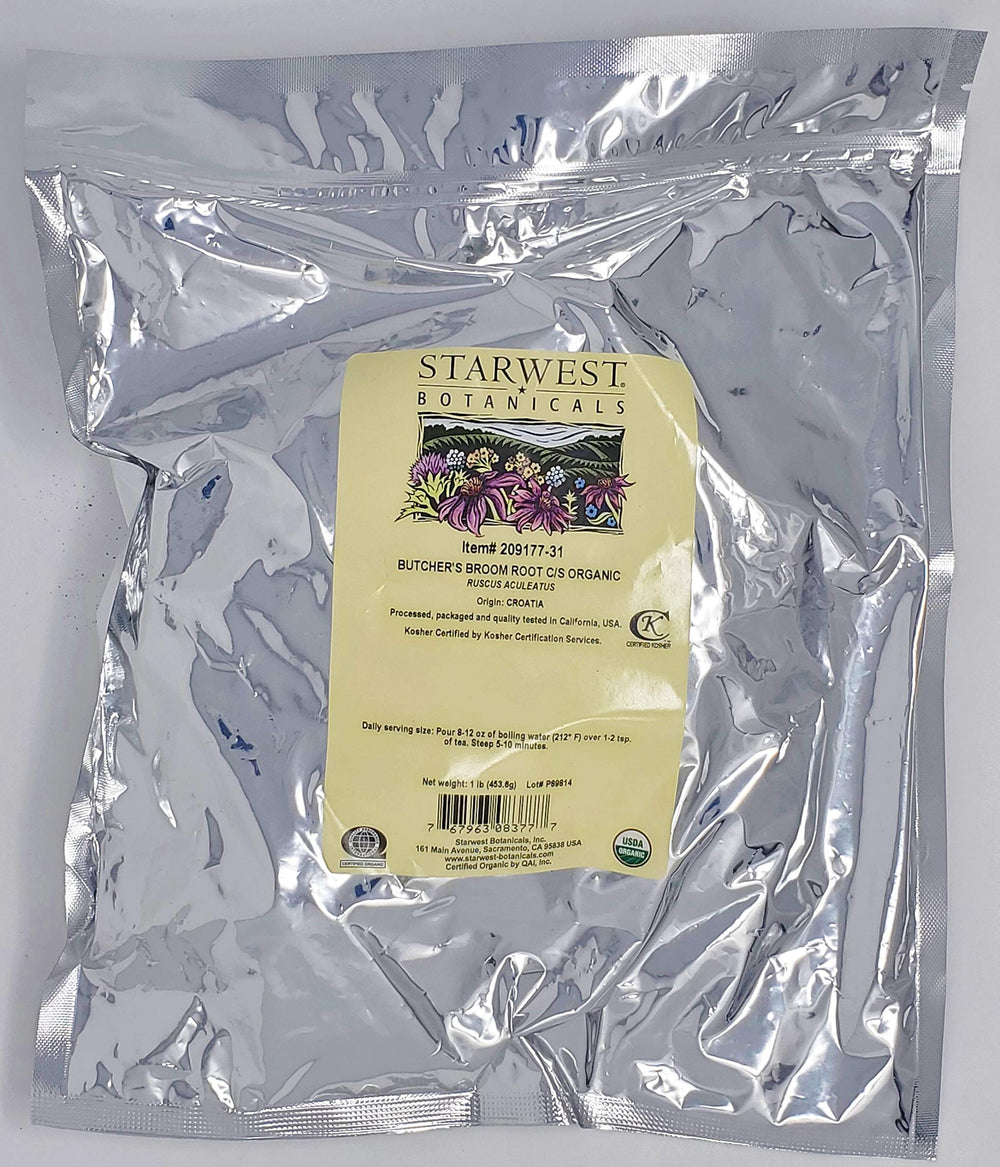 Organic Butchers Broom Root C/S - 1 lb