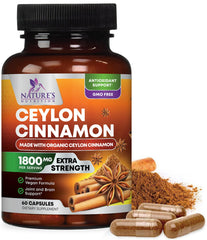 Organic Ceylon Cinnamon Supplement bottle with 60 capsules