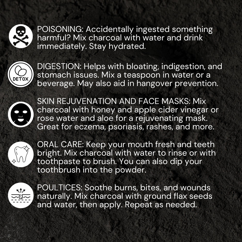 Oral health booster benefit visual with charcoal
