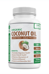 Bottle of Organic Coconut Oil Capsules 2000mg - 120 softgels