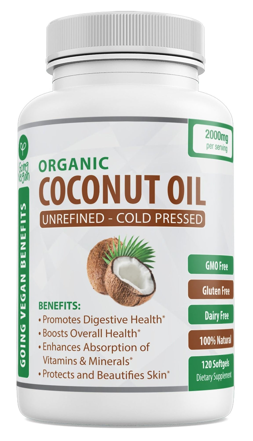 MCT-rich coconut oil capsules close-up