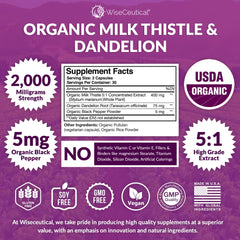 Milk thistle and dandelion root ingredients for 5:1 extract