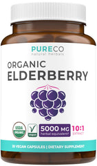 Front view of Organic Elderberry Capsules bottle