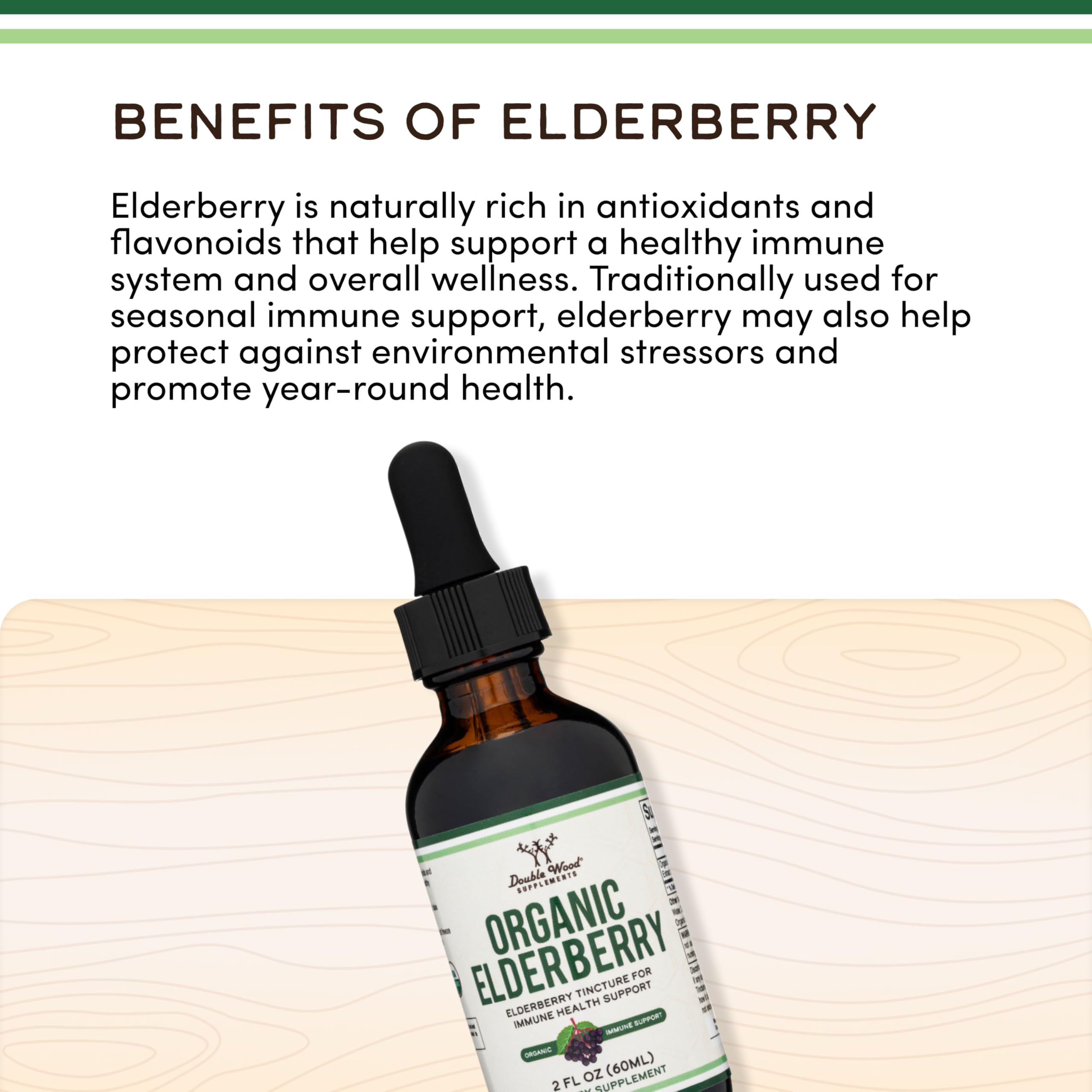 Sourced from European elderberry for Double Wood tincture