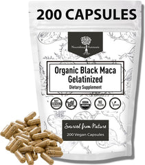 Organic Gelatinized Black Maca capsules – 200 count, hero image