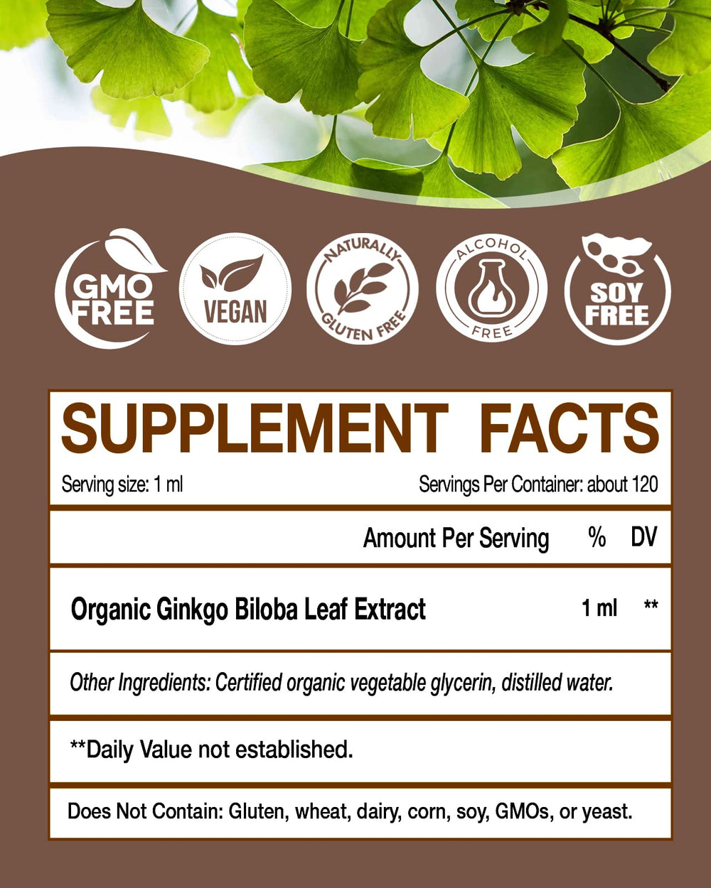 Ginkgo Biloba liquid drops packaging and dropper