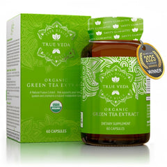 Front view of Organic Green Tea Extract Capsules bottle