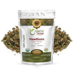 Front view of Organic Hawthorn Leaf & Flower Whole Tea packaging